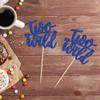 24Pcs Two Wild Cupcake Toppers Deep Blue Glitter Baby Girl Boy Second Birthday Cupcake Pick decorations for Celebrating Kids 2nd Birthday Anniversary Boho Theme Party Supplies view 4