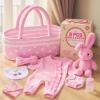 BABESIDE 8 Pcs Baby Doll Accessories, Reborn Baby Dolls Clothes with Bassinet for 17-22 Inch Babydolls, Outfit fit Newborn Babies Dolls Girl, Babies Pretend Play Set (Not Doll) view 1