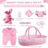 BABESIDE 8 Pcs Baby Doll Accessories, Reborn Baby Dolls Clothes with Bassinet for 17-22 Inch Babydolls, Outfit fit Newborn Babies Dolls Girl, Babies Pretend Play Set (Not Doll) view 2