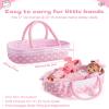 BABESIDE 8 Pcs Baby Doll Accessories, Reborn Baby Dolls Clothes with Bassinet for 17-22 Inch Babydolls, Outfit fit Newborn Babies Dolls Girl, Babies Pretend Play Set (Not Doll) view 4
