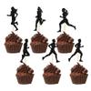 24Pcs Running Cupcake Toppers Black Glitter Sports Fitness Cupcake Picks for Running Theme Boys Girls Birthday Party Cake Decorations Supplies view 2