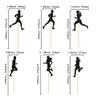 24Pcs Running Cupcake Toppers Black Glitter Sports Fitness Cupcake Picks for Running Theme Boys Girls Birthday Party Cake Decorations Supplies view 3
