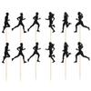 24Pcs Running Cupcake Toppers Black Glitter Sports Fitness Cupcake Picks for Running Theme Boys Girls Birthday Party Cake Decorations Supplies view 4