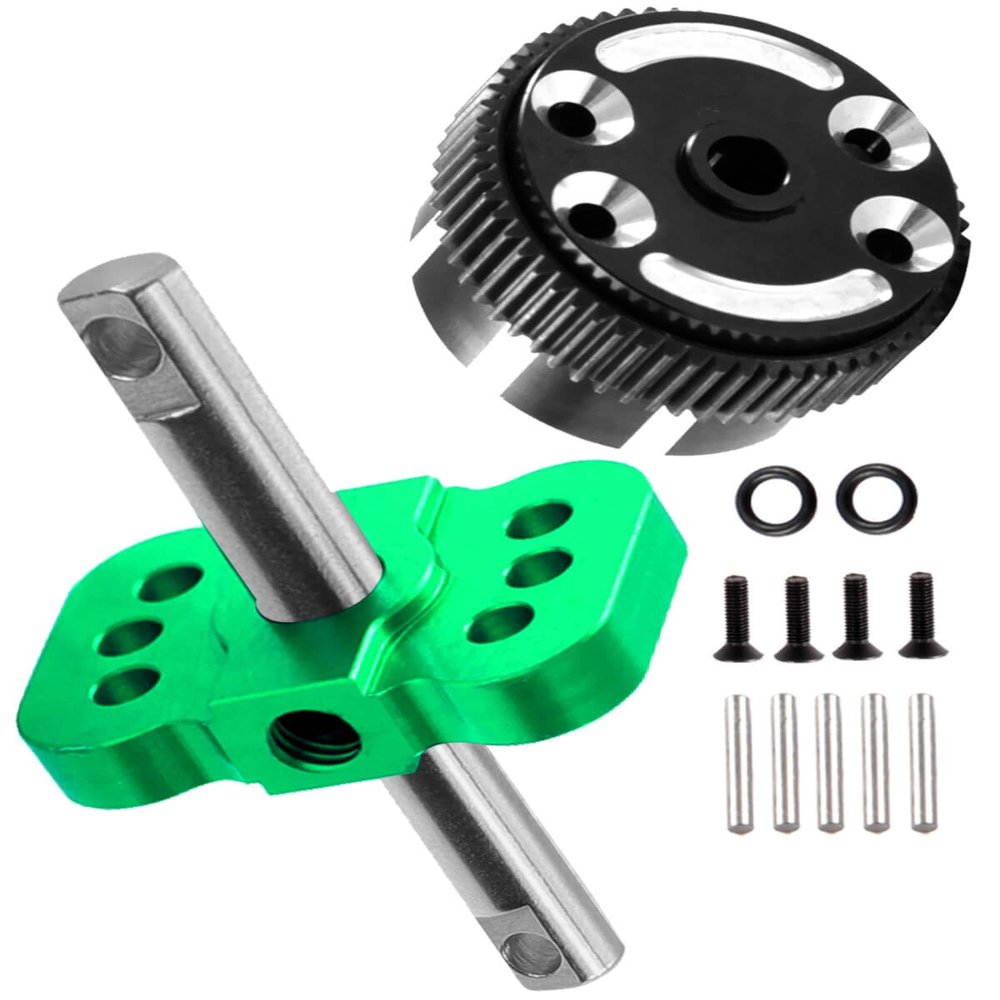 hopsupRC Upgrades Part for 1/10 Slash/Rustler/Stampede/Bandit 2WD,Aluminum Sealed Differential Case,Aluminum Differential Locker Spool Diff Locker Mounts Set,Green