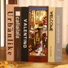 3D Wooden Puzzle Bookshelf Insert Decor with Sensor Light Music Box,DIY Dollhouse Miniature Book Nook Assemble Kit,Bookends Model Build-Creativity Kit for Adults Women Birthday Gift (Liquor Alley) view 3