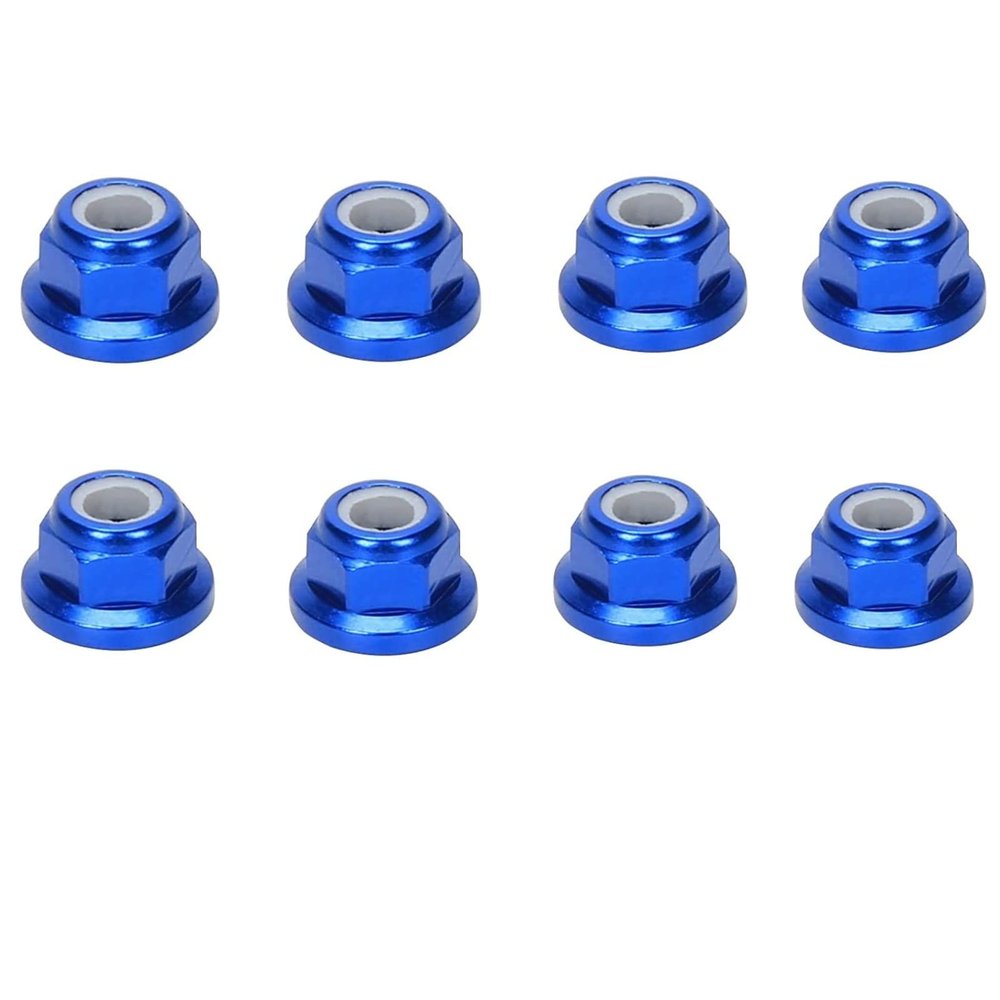 8pc M4 Flanged Nylon Locking for Arrma 3S Mega Bigrock Typhon Grantie Senton Vorteks Wheel Nuts Upgrade Parts Blue
