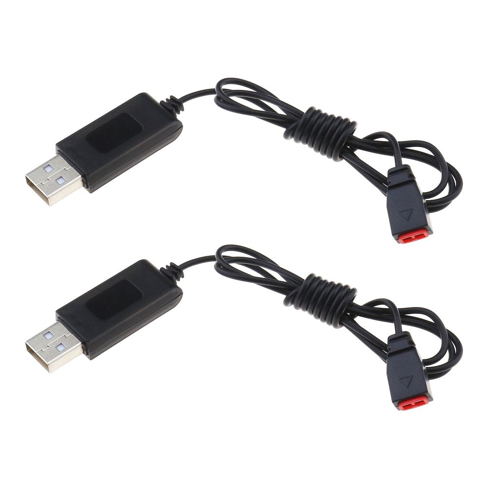 ECSiNG 2Pcs USB Charger Cables Replacement Compatible with SYMA X5HW X5HC X5UW X5UC X21 X21W RC Quadcopter USB Charging Wire Black