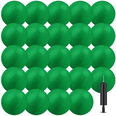 Yunsailing 24 Pack Dodgeballs Bulk 6 Inch Operation Christmas Playground Balls Rubber Bouncy Inflatable Kickball with Pump for Kids Adult Outdoor Handball Game Christian Donation Gift (Dark Green)