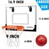 Larger 17" x 12" Indoor Basketball Hoop With 9" Large Dunk Rim for Kids Adults, Over The Door Hoop 4 Balls, Wall Mount Hoops for Yard Outdoor Shatterproof Backboard- Stocking Stuffer Gift for Boy Teen view 2