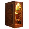 3D Wooden Puzzle Bookshelf Insert Decor with Sensor Light Music Box,DIY Dollhouse Miniature Book Nook Assemble Kit,Bookends Model Build-Creativity Kit for Adults Women Birthday Gift (Library of Books) view 1