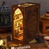 3D Wooden Puzzle Bookshelf Insert Decor with Sensor Light Music Box,DIY Dollhouse Miniature Book Nook Assemble Kit,Bookends Model Build-Creativity Kit for Adults Women Birthday Gift (Library of Books) view 2