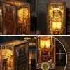 3D Wooden Puzzle Bookshelf Insert Decor,DIY Dollhouse Miniature Book Nook Assemble Kit,Bookends Model Build-Creativity Kit for Adults Women Birthday Gift view 4