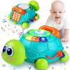 Ussybaby Baby Crawling Toys 6 to 12 Months, Infant Turtle Musical Toys with Phone Hand DrumBaby 7 8 9 10 11 Months 1-2 Year Old Boy Girl Gift Green view 1