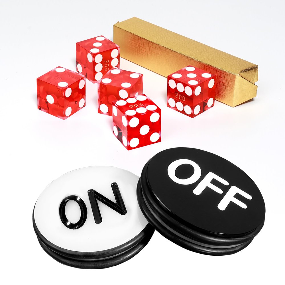 GSE Games & Sports Expert Instant Casino Craps Game Set, Including 5-Pack 19mm Casino Dice, 3" Craps ON/Off Poker Button for Craps Games, Family Game Night