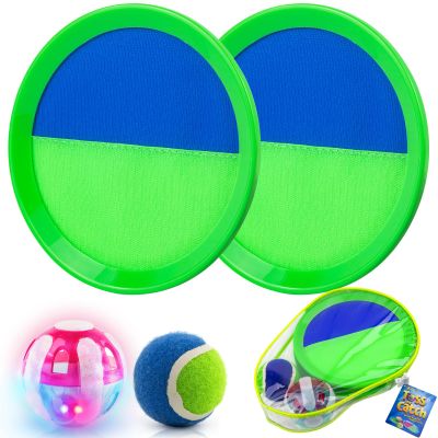 Ayeboovi Kids Outdoor Beach Pool Toys Toss and Catch Ball Set Upgraded Light UP Ball Yard Lawn Games for 3-12 Years Boys Girls Toddlers Birthday Gifts Stocking Stuffers-Green