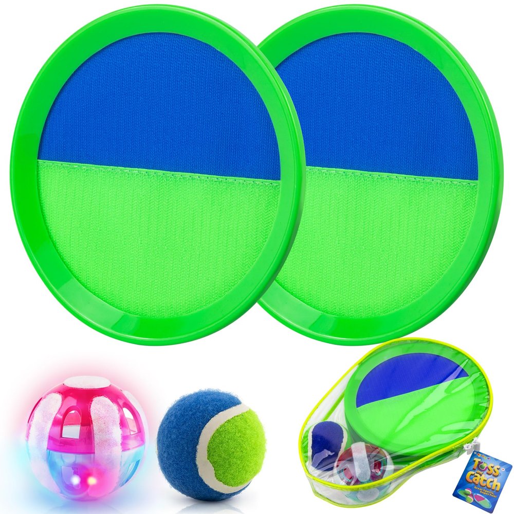 Ayeboovi Kids Outdoor Beach Pool Toys Toss and Catch Ball Set Upgraded Light UP Ball Yard Lawn Games for 3-12 Years Boys Girls Toddlers Birthday Gifts Stocking Stuffers-Green