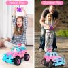 Ynanimery Remote Control Car- RC Truck with DIY Stickers and Doll for Kids Girls Birthday, 1:20 Scale RC Truck Full Functions Creative Racing Car for Toddlers Kids Indoor Outdoor Games, Pink view 3
