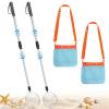 2 Pack Sand Sifter with Seashell Bags - 21.6"~33" Adjustable Shark Tooth Sifter for The Beach Seashell Collecting, Mesh Shovel Scooper with Retractable Handle, Beach Toys for Adults Family Kids view 1