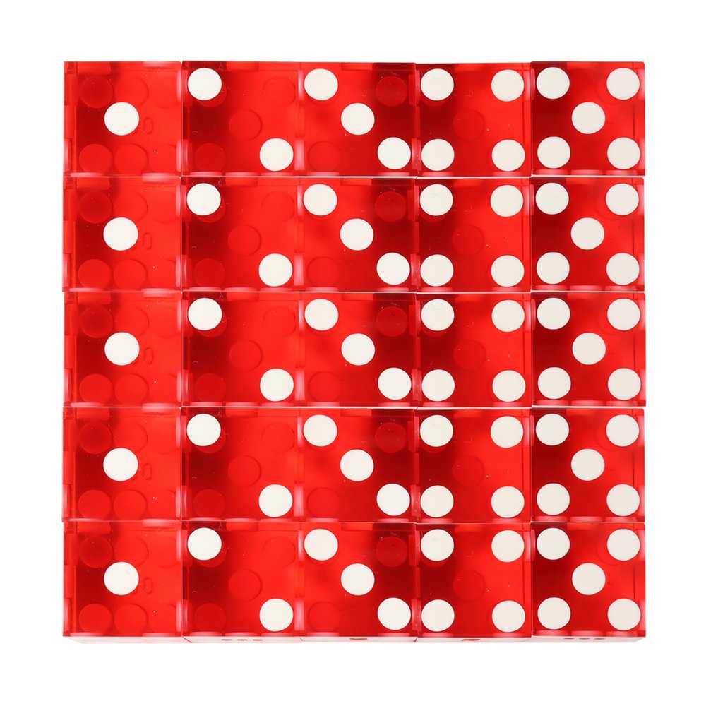 GSE Games & Sports Expert AAA Grade 19 mm Casino Craps Dice Set of 25 with Razor Sharp Edges & Matching Serialized Numbers for RPG, Dice Stacking, Yahtzee Dice Games - Red