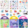 MIKNEKE Jelly Reusable Sticker Books for Toddlers 1-3 2-4 Years, Portable Travel Toys Sticker Activity Book for Kids 2 3 4 Year Old Girls Boys, Animal Insect Sea Ocean Space view 1