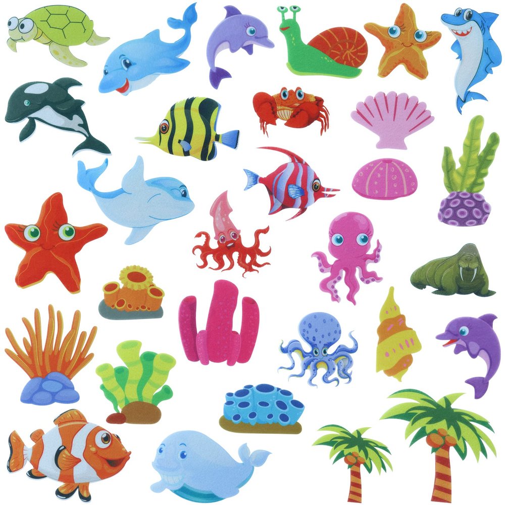 BXI 30 Pcs Ocean Felt Board Story Pieces Set for Toddlers, Preschool & Kindergarten, Precut Felt Marine Life Figures for Preschool Crafts Activity Early Learning Storytelling