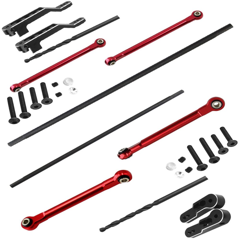 hopsupRC Aluminum Front & Rear Torsional Sway Bar Set Upgrades Part for 1/7 Unlimited Desert Racer RC Car,Alloy Front Rear Sway Bar Upgrades Part,Red