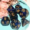 Galaxy DND Dice 7Pieces, Glitter Sparkle Cosmic Blue Black Mixed Polyhedral DND Dice for RPG MTG Table Game Dice view 3
