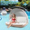 GYMAX Lake Floats, 2-3 Person 441lbs Big Floating Island with UPF50 Canopy, Built-in Cup Holder & Grabbing Ropes, Indoor, Poolside, River, Beach Lounge Raft, Inflatable Water Floats for Adults view 3