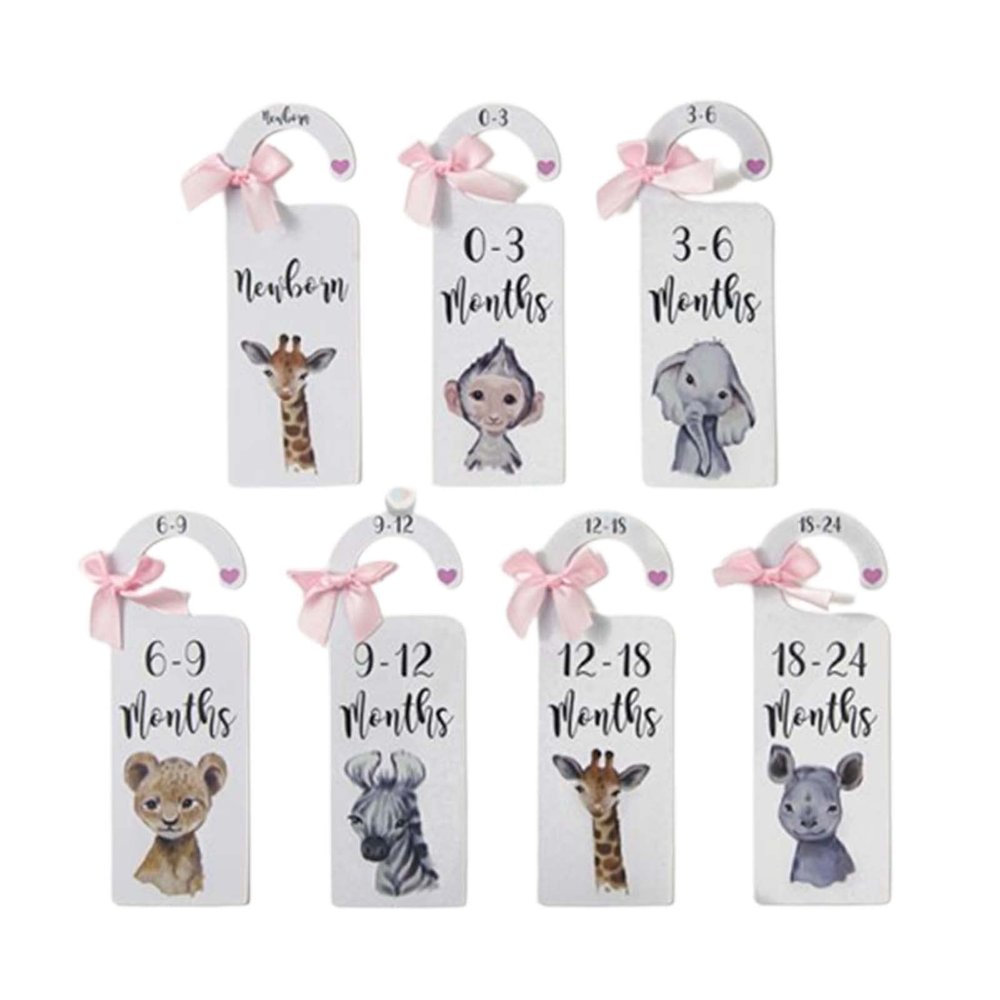 7 Baby Closet Size Dividers, Wardrobe Organiser Wood Baby Closet Dividers By Month Pregnancy or Newborn Baby Gift (Blue)