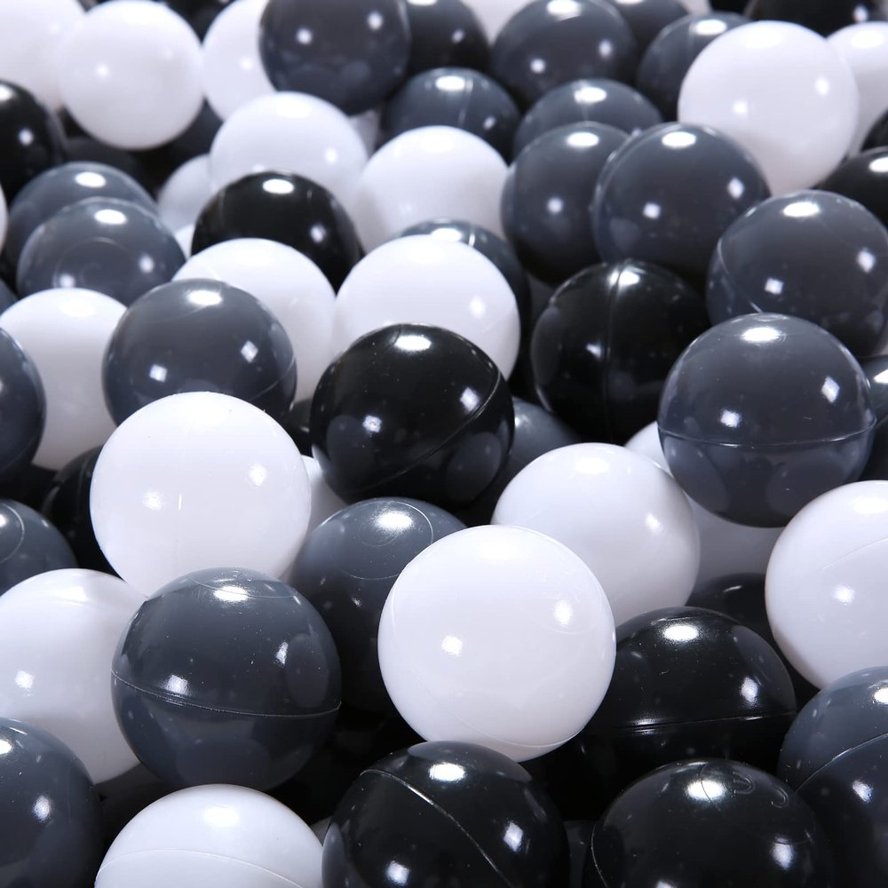 GUESVOT Ball Pit Balls Plastic Balls for Ball Pit BPA Free Plastic Balls Crush and Smash Proof Ball 100pcs 2.2" Set for Toddlers for Play Tent Tunnel (Black+White+Gray)