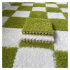1 X 1 Ft Interlocking Carpet Tiles, 60 Pieces Interlocking Fuzzy Mat, Long Plush Foam Floor Tiles, Non-Slip Puzzle Floor Mat for Living Room, Bedroom, Playroom(Color:Green +White) view 1