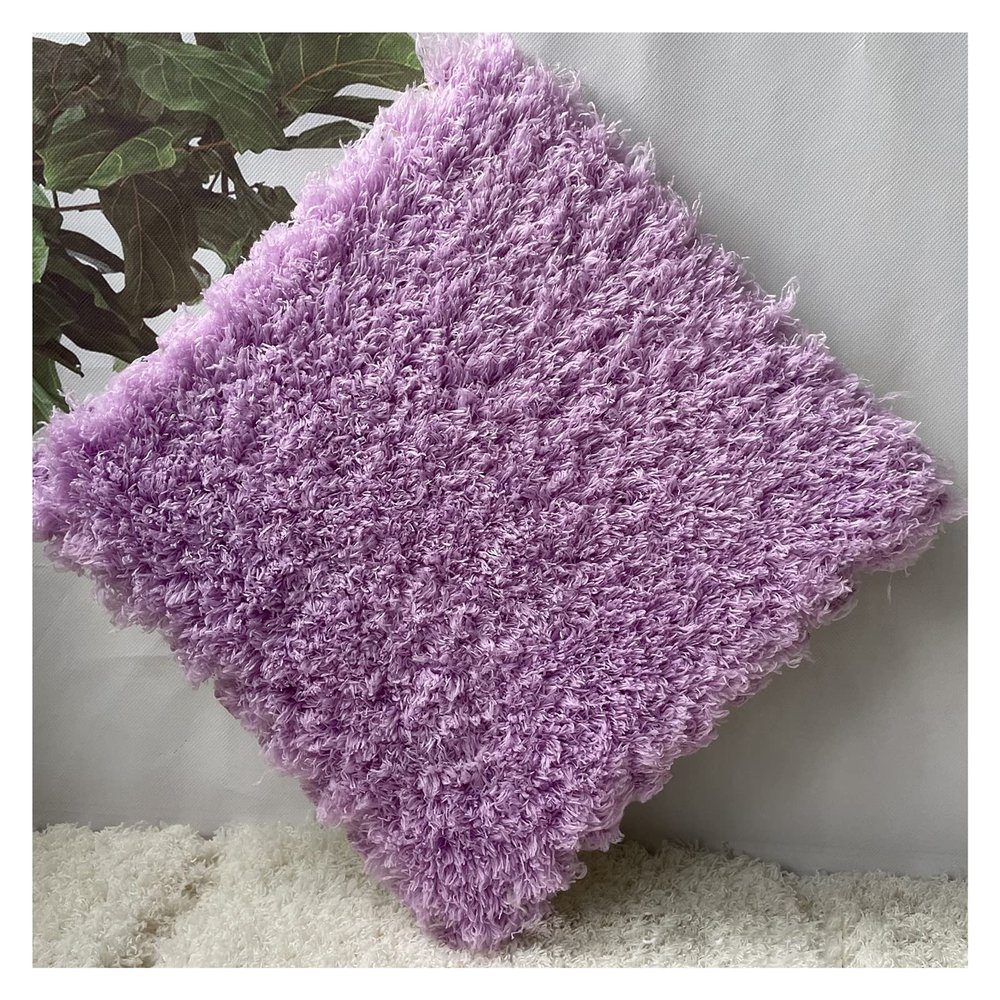 1 X 1 Ft Interlocking Carpet Tiles, 60 Pieces Interlocking Fuzzy Mat, Long Plush Foam Floor Tiles, Non-Slip Puzzle Floor Mat for Living Room, Bedroom, Playroom(Color:Purple)
