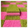 1 X 1 Ft Interlocking Carpet Tiles, 60 Pieces Interlocking Fuzzy Mat, Long Plush Foam Floor Tiles, Non-Slip Puzzle Floor Mat for Living Room, Bedroom, Playroom(Color:Red+ Green) view 1