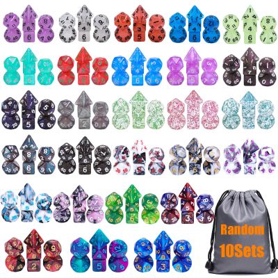 10 Sets Random Multi Colored Assortment Polyhedral RPG Dice (70pcs),Surprise Mystery Mini Dice Set,10mm Mini DND Dice Set for MTG,RPG,D&D Dungeons and Dragons Role Playing Game
