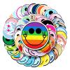 50PCS Trolley Case PVC Stickers Waterproof Cute Removable Graffiti Stickers for Laptops, Skateboards, Water Bottles and More - Reusable for Teens and Adults (Smiling Face) view 1