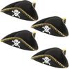 SGBETTER 4 Pack Tricorn Hat Black Pirate Hats Colonial Tricorn Hat for Halloween Dress up Pirate Theme Party Costume Accessory view 1