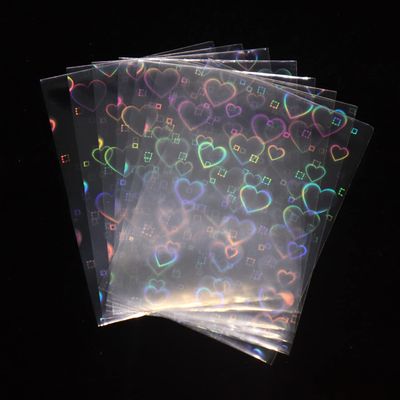 100pcs/Lot Love Heart-Shape Laser Flashing Card Sleeves Trading Cards Film Magic Kpop Card Protector Holographic Foil Protective Cover (top Loading 61x88mm 2 Sides foil)