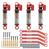 RCAWD 4x Double Long Stroke Full Alloy Front/Rear Damper Shock Absorber And 4x Linkage For Fms Eazyrc Roc Hobby Fcx24 1-24 And 1-18 Crawlers(Red) view 1