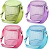 AYGCI 4 Piece Beach Mesh Bag Toys Seashell Bag Cylindrical Bags Swimming Travel Picking up Toys Sandboxes Accessories with Adjustable Carrying Straps and Zipper (Green, Purple, Pink, Blue) view 1