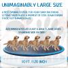 Lewtemi 10 ft Extra Large Non-Slip Splash Pad 120" for Adult Kids and Dog, Giant Thicken Sprinkler Pool Summer Outdoor Toys Fun Backyard Fountain Play Mat for Family Pet Dog (Blue,Classic Style) view 2