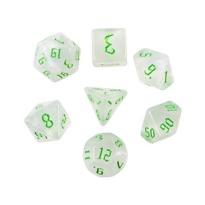 7 Pcs/Set DND Polyhedral Dice Set Resin Dice Desktop Game Table Board Game Toy for Roleplaying Games Dungeons and Dragons-Wonderland(Green)