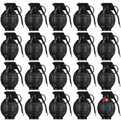 Sratte 8 Pcs Toy Hand Grenades with Realistic Sound Effects and Flashing Light, Plastic Fake Grenades Military for Army Role Play Prop (Black)