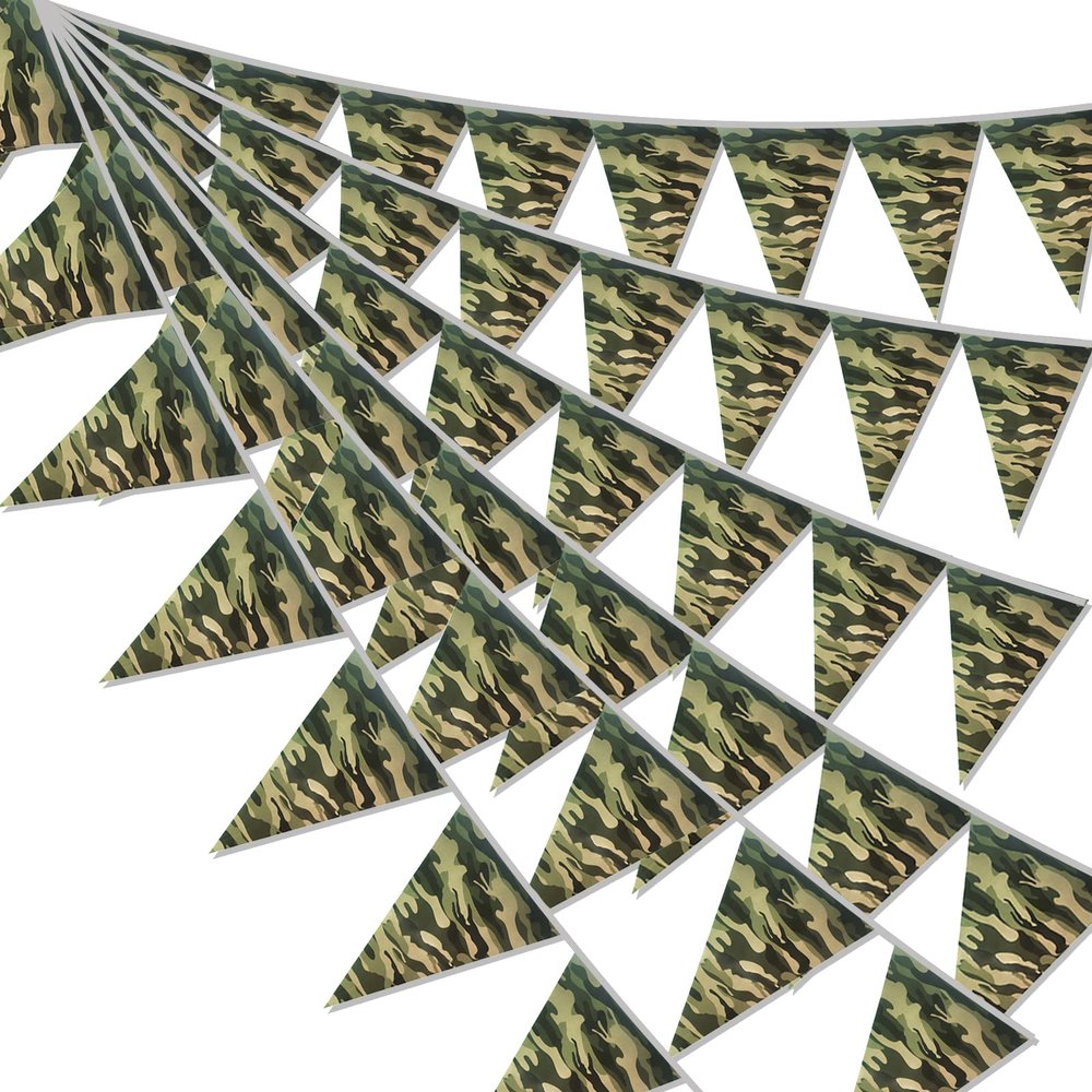 49ft Camo Pennant Flag Banner - Army Camo Triangle Flags for Birthday Party Decorations