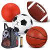 Lenwen 5 Pcs Sports Balls Set School Recess Equipment, Brownish Red view 1