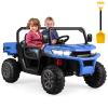 Costzon Ride On Dump Truck with Remote Control, 12V Electric Kids UTV w/Electric Dump Bed, Rocking Function, Shovel, 4 Spring Suspensions, Wireless Design, 2-Seater Ride on Car Gift for Kids (Blue) view 1