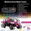 Costzon Ride On Dump Truck with Remote Control, 12V Electric Kids UTV w/Electric Dump Bed, Rocking Function, Shovel, 4 Spring Suspensions, Wireless Design, 2-Seater Ride on Car Gift for Kids (Pink) view 3