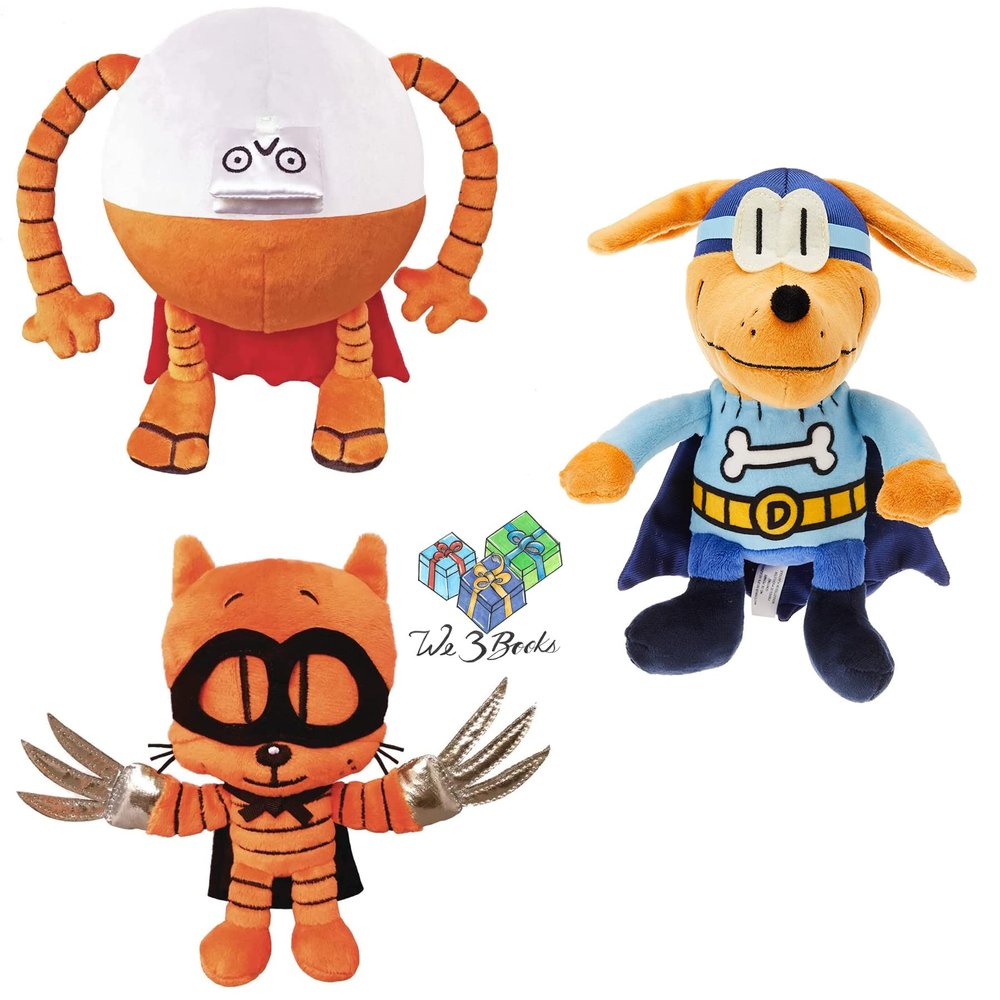 Dav Pilkey Dog Man Book Supa Buddy Action Set Includes Plush Characters Bark Knight, 80-HD, and Cat Kid (A Supa Fan Gift Set to Enjoy The Stories and Have Great Adventures)