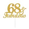 68 & Fabulous Cake Toppers Gold Glitter, Happy 68th Birthday Cake Topper Cheers to 68 Years Old Bday Decoration, Sixty-eight and Fabulous Cake Decorations for 68th Birthday Anniversary Party view 1