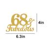 68 & Fabulous Cake Toppers Gold Glitter, Happy 68th Birthday Cake Topper Cheers to 68 Years Old Bday Decoration, Sixty-eight and Fabulous Cake Decorations for 68th Birthday Anniversary Party view 2
