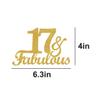 17 & Fabulous Cake Toppers Gold Glitter, Happy 17th Birthday Cake Topper Cheers to 17 Years Old Bday Decoration, Seventeen and Fabulous Cake Decorations for 17th Birthday Anniversary Party view 2